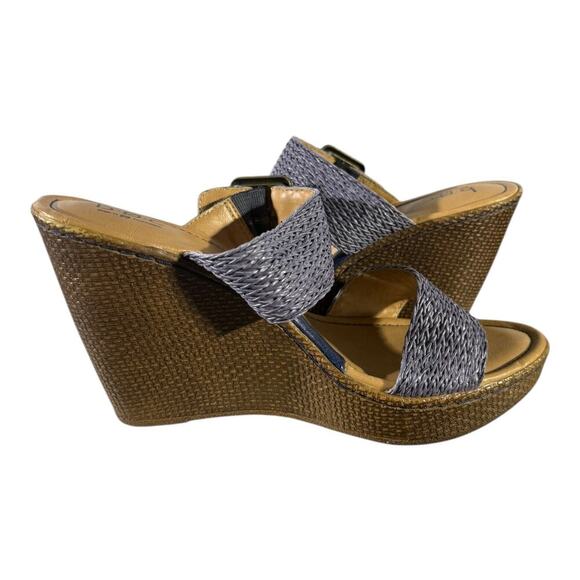 Born On Concept Women’s Wedge Espadrille Blue Brown Size 9 Sandals - Picture 7 of 8